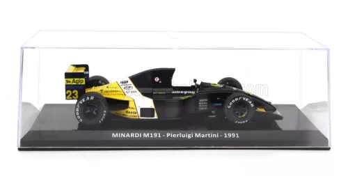 Edicola - MINARDI F1  M191 FORD N 23 SEASON 1991 PIERLUIGI MARTINI - CON VETRINA - WITH SHOWCASE YELLOW BLACK WHITE