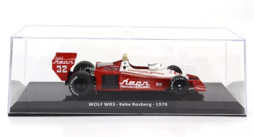 Edicola - WILLIAMS F1  WOLF WR3 N 32 SEASON 1978 KEKE ROSBERG - CON VETRINA - WITH SHOWCASE RED WHITE