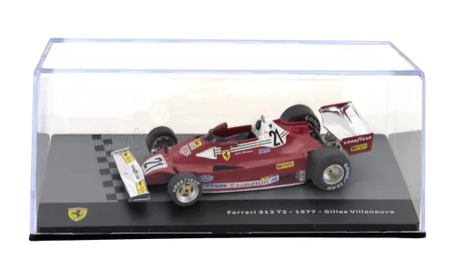 Edicola - FERRARI F1 312T2 SCUDERIA FERRARI SEFAC TEAM N 21 SEASON 1977 GILLES VILLENEUVE - CON VETRINA - WITH SHOWCASE RED