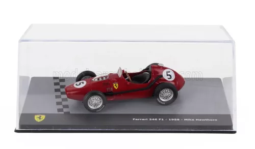 Edicola - FERRARI F1 DINO 246 N 5 WORLD CHAMPION SEASON 1958 MIKE HAWTHORN - CON VETRINA - WITH SHOWCASE RED