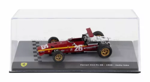 Edicola - FERRARI F1 312 F1-68 N 26 SEASON 1968 JACKY ICKX - CON VETRINA - WITH SHOWCASE RED WHITE