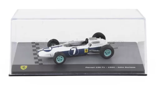 Edicola - FERRARI F1 158 N 7 WORLD CHAMPION SEASON 1964 JOHN SURTEES - CON VETRINA - WITH SHOWCASE WHITE BLUE