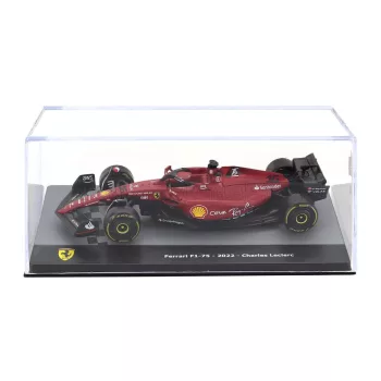   Edicola - FERRARI F1-75 SCUDERIA FERRARI N 16 SEASON 2022 CHARLES LECLERC - CON VETRINA - WITH SHOWCASE RED BLACK