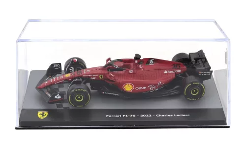 Edicola - FERRARI F1-75 SCUDERIA FERRARI N 16 SEASON 2022 CHARLES LECLERC - CON VETRINA - WITH SHOWCASE RED BLACK