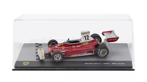 Edicola - FERRARI F1 312T TEAM FERRARI SEFAC N 12 WORLD CHAMPION SEASON 1975 NIKI LAUDA - CON VETRINA - WITH SHOWCASE RED WHITE
