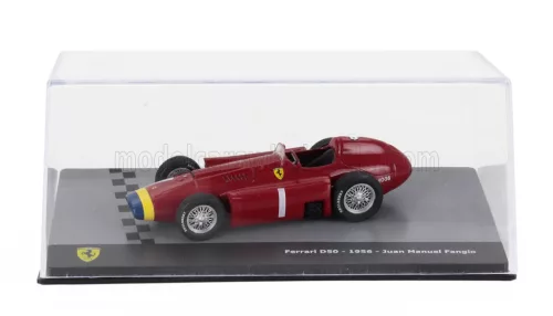 Edicola - FERRARI F1 D50 N 1 WORLD CHAMPION SEASON 1956 JUAN MANUEL FANGIO - CON VETRINA - WITH SHOWCASE RED YELLOW BLUE