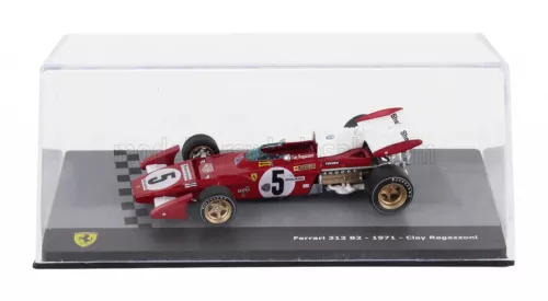 Edicola - FERRARI F1 312B2 N 5 SEASON 1971 CLAY REGAZZONI - CON VETRINA - WITH SHOWCASE RED WHITE
