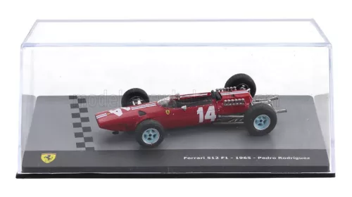 Edicola - FERRARI F1 512 TEAM N.A.R.T. N 14 SEASON 1965 PEDRO RODRIGUEZ - CON VETRINA - WITH SHOWCASE RED WHITE