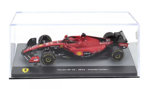 Edicola - FERRARI F1 SF-23 TEAM SCUDERIA FERRARI N 16 SEASON 2023 CHARLES LECLERC - CON VETRINA - WITH SHOWCASE RED BLACK