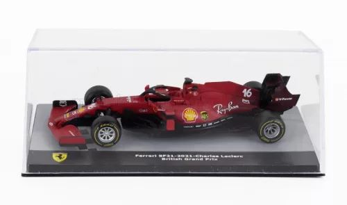 Edicola - FERRARI F1 SF21 TEAM SCUDERIA FERRARI MISSION WINNOW N 16 2nd SILVERSTONE BRITISH GP 2021 CHARLES LECLERC - CON VETRINA - WITH SHOWCASE RED BLACK