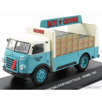   Edicola - Om Fiat Leoncino Truck Portabottiglie Giommi 1957 Light Blue Cream