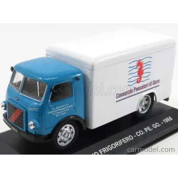   Edicola - Om Fiat Leoncino Truck Frigorifero Consorzio Pescatori Di Goro 1966 Light Blue White