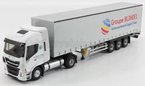 Eligor - IVECO FIAT STRALIS 460NP TRUCK TELONATO GROUPE BLONDEL TRANSPORTS 2015 WHITE SILVER