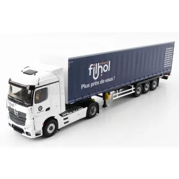   Eligor - MERCEDES BENZ ACTROS 1845 TRUCK TELONATO FILHOL TRANSPORTS 2016 WHITE BLUE