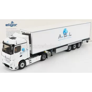   Eligor - MERCEDES BENZ ACTROS 5 1851 TRUCK SEMI-FRIGO ARMOR GLOBAL LOGISTICS TRANSPORTS 2018 WHITE