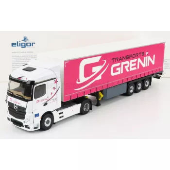   Eligor - MERCEDES BENZ ACTROS 2 1848 TRUCK TELONATO GRENIN TRANSPORTS 2018 WHITE RED