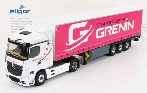 Eligor - MERCEDES BENZ ACTROS 2 1848 TRUCK TELONATO GRENIN TRANSPORTS 2018 WHITE RED