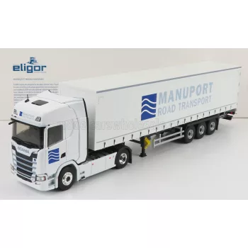   Eligor - SCANIA S500 V8 TRUCK TELONATO MANUPORT TRANSPORTS 2018 WHITE BLUE