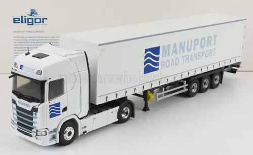 Eligor - SCANIA S500 V8 TRUCK TELONATO MANUPORT TRANSPORTS 2018 WHITE BLUE