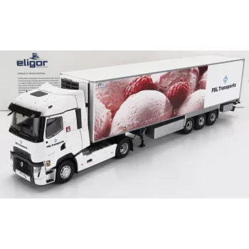   Eligor - RENAULT T-LINE HIGH TRUCK SEMI-FRIGO FSL TRANSPORTS 2021 WHITE PINK