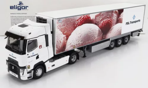 Eligor - RENAULT T-LINE HIGH TRUCK SEMI-FRIGO FSL TRANSPORTS 2021 WHITE PINK