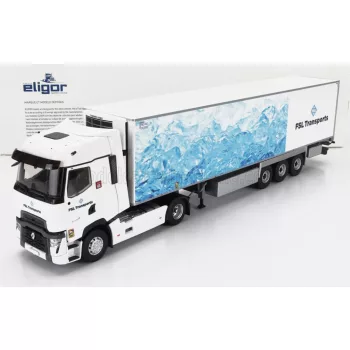   Eligor - RENAULT T-LINE HIGH TRUCK SEMI-FRIGO FSL TRANSPORTS 2021 WHITE LIGHT BLUE