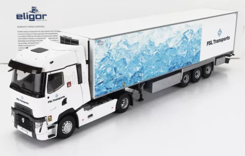 Eligor - RENAULT T-LINE HIGH TRUCK SEMI-FRIGO FSL TRANSPORTS 2021 WHITE LIGHT BLUE