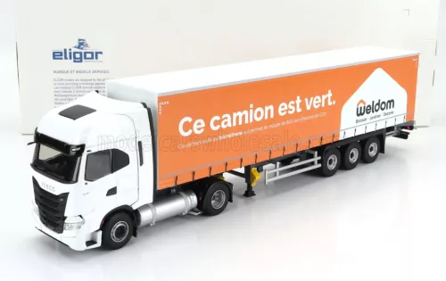 Eligor - IVECO FIAT S-WAY NP TRUCK TELONATO WELDOM TRANSPORTS 2021 WHITE ORANGE
