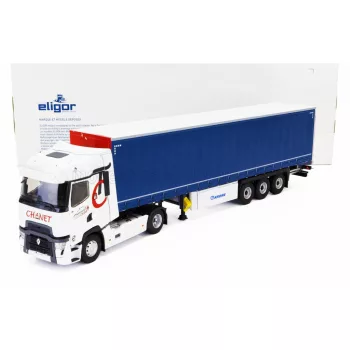   Eligor - RENAULT T520 TRUCK TELONATO CHANET TRANSPORTS 2021 WHITE BLUE