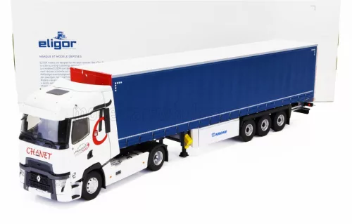 Eligor - RENAULT T520 TRUCK TELONATO CHANET TRANSPORTS 2021 WHITE BLUE