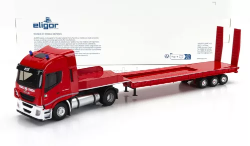 Eligor - IVECO FIAT STRALIS 480XP TRUCK RIMORCHIO PIANALE TRASPORTO MEZZI MOVIMENTO TERRA 2018 RED