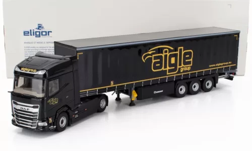 Eligor - DAF XG TRUCK CASSONATO REMORQUE TAUTLINER AIGLE GROUP 2022 BLACK YELLOW