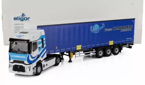 Eligor - RENAULT T-HIGH TRUCK TELONATO COMBRONDE TRANSPORTS 2023 WHITE BLUE