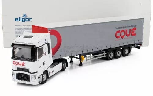 Eligor - RENAULT T-HIGH TRUCK TELONATO COUE TRANSPORTS 2023 WHITE GREY