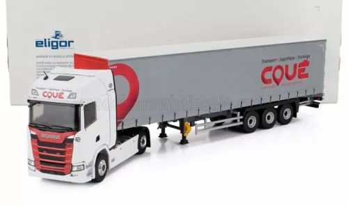 Eligor - SCANIA S500 TRUCK TELONATO COUE TRANSPORTS 2021 WHITE RED GREY
