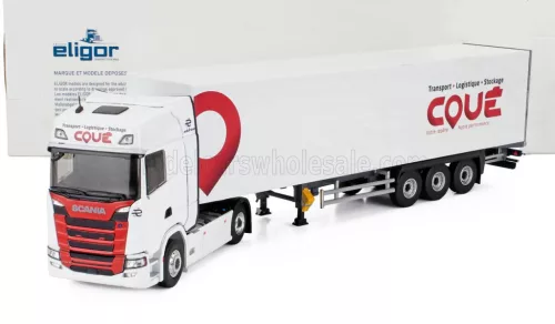 Eligor - SCANIA S500 TRUCK CASSONATO COUE TRANSPORTS 2021 WHITE RED