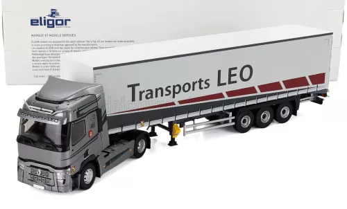 Eligor - RENAULT T480 TRUCK TELONATO LEO TRANSPORTS 2021 GREY WHITE