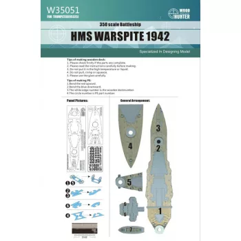 Flyhawk - Battleship HMS Warspite 1942 Wood Deck
