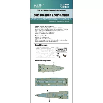   Flyhawk - German Light Cruisers SMS Dresden SMS Emden Wood Deck