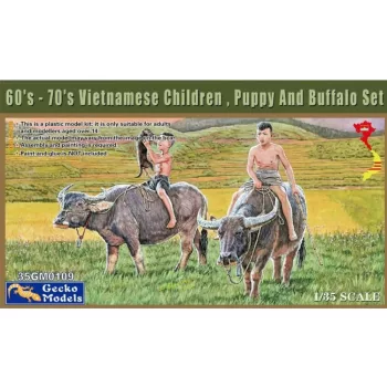   Gecko Models - 60's-70's Vietnamese Children, Puppy & Buffalo Set