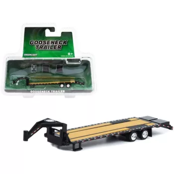   Greenlight - 1:64 Gooseneck Trailer - Primer Gray with Red and White Conspicuity Stripes (Hobby Exclusive) - GREENLIGHT