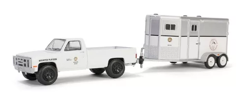 Greenlight - 1:64 1987 Chevrolet C20 - LAPD Search & Rescue Mounted Platoon with Horse Trailer Solid Pack - Hitch & Tow Series 31 - GreenLight