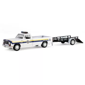   Greenlight - 1:64 1990 Dodge Ram D-250 with Utility Trailer - Philadelphia, PA Police Department Solid Pack - Hot Pursuit Hitch & Tow Series 1 - GreenLight