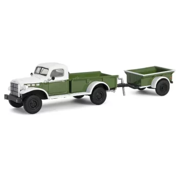   Greenlight - 1:64 1950 Dodge Power Wagon - Green & White with 1/4 Ton Cargo Trailer Solid Pack - Hitch & Tow Series 32 - GreenLight