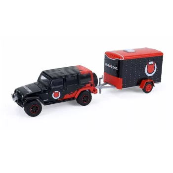   Greenlight - 1:64 2012 Jeep Wrangler Unlimited with Small Cargo Trailer- Diablo Sport - Hitch & Tow Series 33 - GreenLight