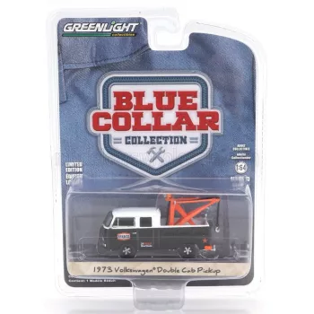   Greenlight - VOLKSWAGEN T1 TYPE 2 PICK-UP DOUBLE CABINE TEXACO 24h ROAD SERVICE WRECKER 1973 BLACK WHITE