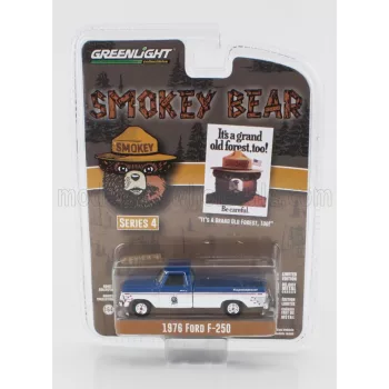   Greenlight - FORD USA F-250 PICK-UP 1976 - SMOKEY BEAR WHITE BLUE