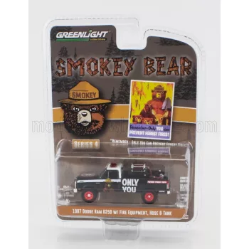   Greenlight - DODGE RAM D250 PICK-UP WITH FIRE ENGINE EQUIPMENT 1987 - SMOKEY BEAR BLACK WHITE