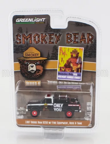 Greenlight - DODGE RAM D250 PICK-UP WITH FIRE ENGINE EQUIPMENT 1987 - SMOKEY BEAR BLACK WHITE