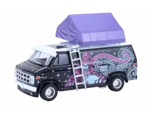 Greenlight - 1:64 1978 GMC Vandura Custom Van - Wizard with Camp'otel Cartop Sleeper Tent - The Great Outdoors Series 4